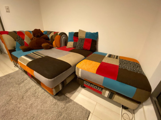 【ソファ 3人掛け パッチワーク チェスターフィールド調 英国調 カラフル L字