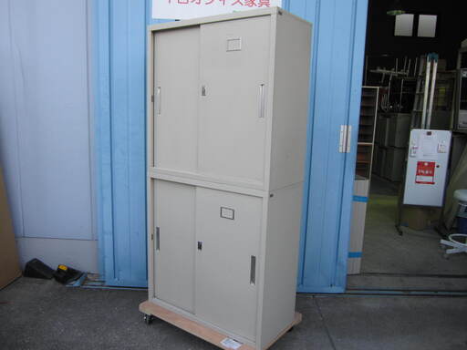 上下書庫セット　引き違い/引違い　鍵あり
