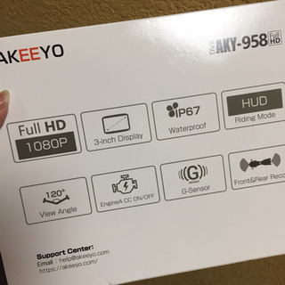 バイク ドライブレコーダー 防水 前後 200万画素 120°広角カメラ 1920×1080P 3インチIPS液晶 WDR リモコン付き 全体防水 32GB MicroSDカード付き Gセンサー 常時録画 ループ録画 日本語説明書の画像