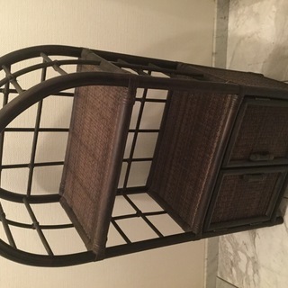古道具 ラタンキャビネット 〈藤製収納家具〉