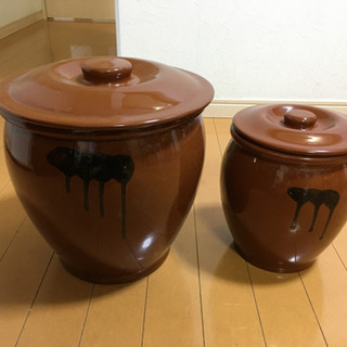 さしあげます かめ 大小2個 漬物 梅干