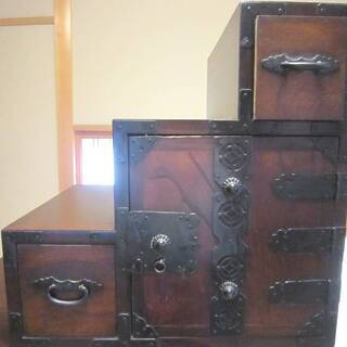 ◆美品　特大　階段箪笥 　階段タンス 　両面使い　骨董 古道具 ...