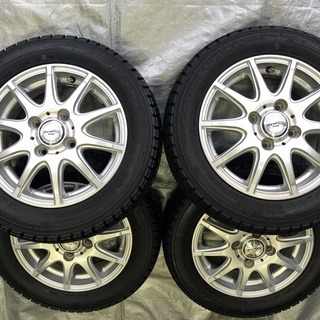 バリ溝！スタッドレスタイヤ　155/65Ｒ/13　ＤＯＳ13インチアルミ　４穴　ＰＣＤ100　ミラ、プレオ等に