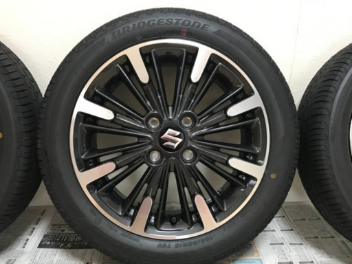 美品！スペーシアカスタム  タイヤ·ホイール 165-55-15 新車外し バリ山