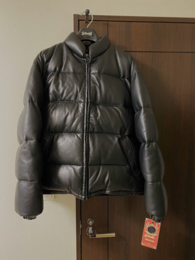 新品(送料込）希少サイズ Schottショット 214D　サイズ46　ダウンジャケット　ラムスキン　ブラック黒