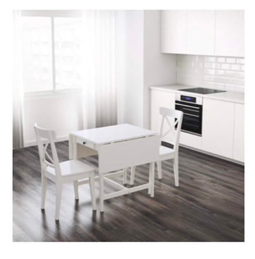 IKEA 折りたたみ可能 ホワイト ダイニングテーブル