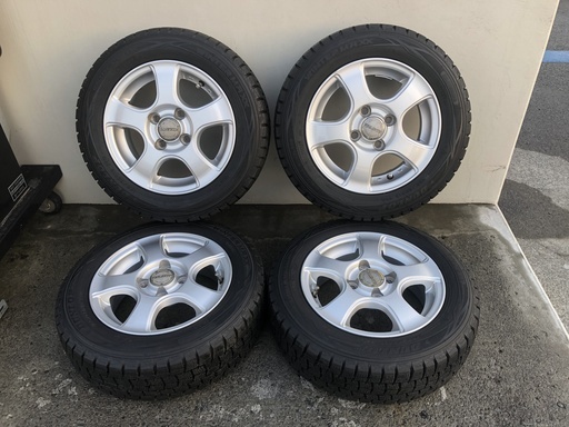 DUNLOP 165/65R13 2014年製  アルミホイール付  スタッドレス WINTERMAXX   4本セット PCD 100 5.0J オフ＋35 4穴 エブリイワゴン