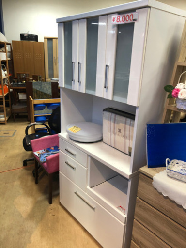 155　食器棚　白