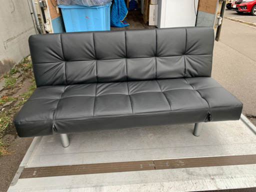 美品　使用　３か月　合皮ソファーベッド　3人掛け　ブラック