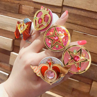 セーラームーンデザイン　スマホ落下防止 ポップソケット スマホスタンド グリップスタンド ハンズフリー　ピンクの画像