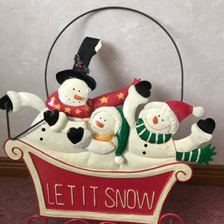  ★【お取引決定】クリスマスブリキの飾り＆雪だるまオブジェ3点セットの画像