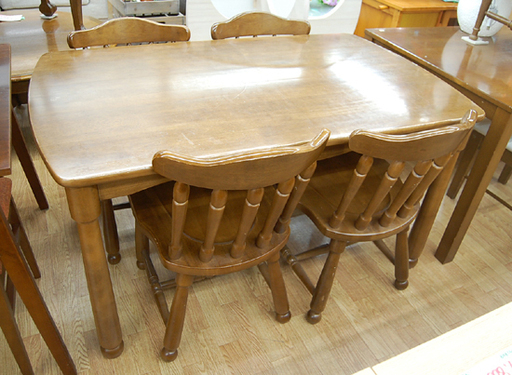 4人掛け ダイニングセット ブラウン系 木製 食卓セット ダイニング  幅130×奥行80×高さ70cm☆ PayPay(ペイペイ)決済可能 ☆ 札幌市 清田区 平岡