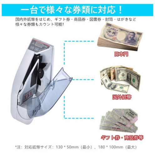 【新品未使用】マネーカウンター ハンディカウンター お札カウンター 携帯型 自動紙幣計数器 キャリングケース付き アダプター＆電池両対応