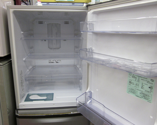 札幌 335L 2013年製 3ドア冷蔵庫 ミツビシ 三菱 MR-C34EX-AS 300Lクラス 自動製氷 真ん中野菜室
