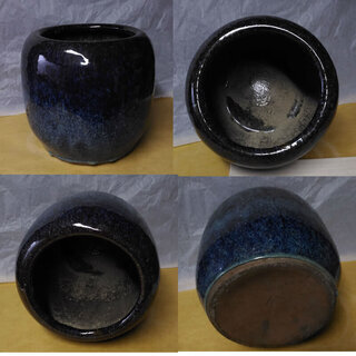 c541 葛明祥 火鉢 高さ23cm 海鼠釉 唐物 骨董 中国古玩