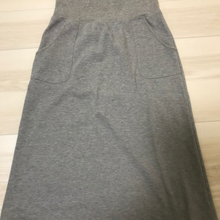 マタニティ　ロングスカート　グレー(L)