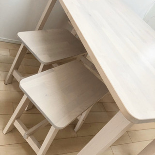 美品】IKEA イケア ダイニングテーブル ベンチ2脚、椅子2脚テーブル