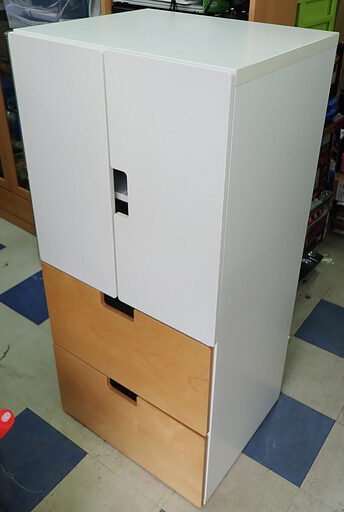 札幌市 収納棚 開き扉 引き出し 横60cm 奥行51cm 高さ129cm 中古