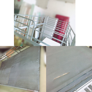 【自社配送は札幌市内限定】階段付き パイプロフトベッド シングル 約235×108×183cm ［倉庫保管］の画像