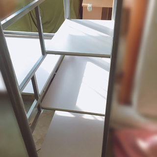 【自社配送は札幌市内限定】階段付き パイプロフトベッド シングル 約235×108×183cm ［倉庫保管］の画像