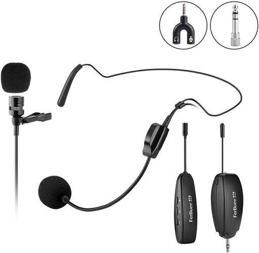 FerBuee UHF ワイヤレス ピンマイク \u0026 ヘッドセットマイク カメラ/