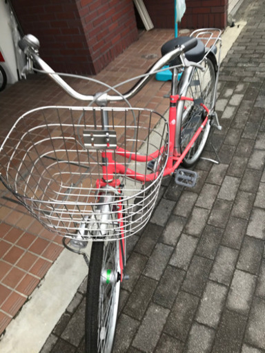 26インチ　ママチャリ　ledオートライト　さびにくい、丈夫なステンレスかご付き
