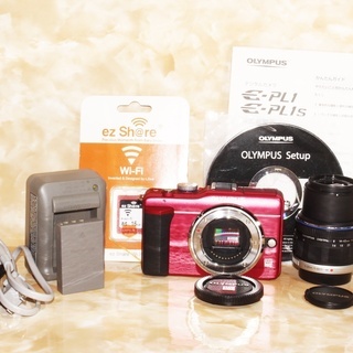 ☆極上美品＆スマホ転送☆オリンパス E-PL1 レンズキット レッド