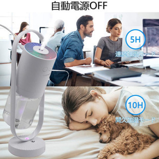 【新品未使用】加湿器 卓上用 超音波式 ミニ加湿器 持ち運び便利 七色LEDライトUSB給電 360°回転 空気清浄機 イオン発生 クリスマス人気 省エネ 静音 除菌200ml (ホワイト)の画像