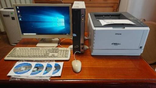 デスクトップパソコン富士通 ESPRIMO D551/DW(Windows10 Pro 32bit) 4GBメモリ、リカバリ済＋19'ワイド液晶モニター＋A4モノクロレーザープリンター・引き取り限定