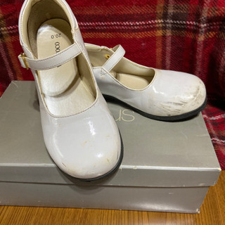 【女児 フォーマルシューズ 白 20㎝  無料】