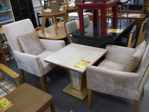 ID:G903627　大理石テーブルダイニング３点セット