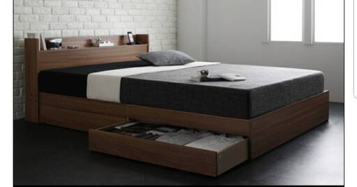 【11170】シングル・２杯収納・棚コンセント付きフロアベッド・WNBR