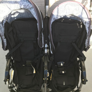 双子(二人乗り)ベビーカー＆回転式チャイルドシート2個セット① 双子(二人乗り)ベビーカー＆回転式チャイルドシート2個セット②