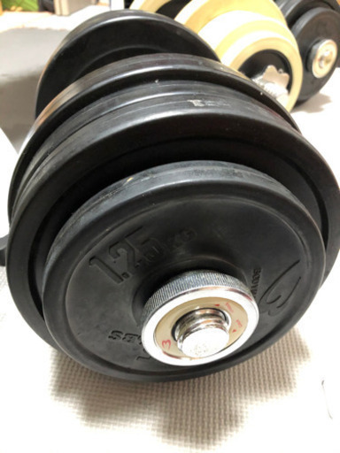 ラバーダンベル約100kg、フラットベンチ、wバー（値下げ交渉可能）