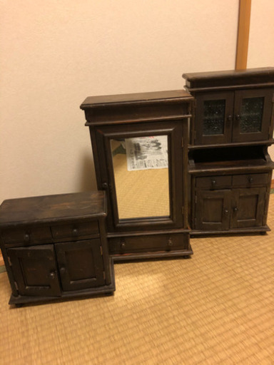 アンティーク飾り棚3点セット