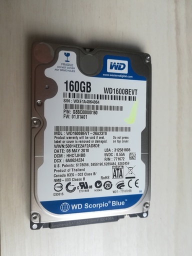 WD製 160G HDD 2.5inch SATA 内蔵