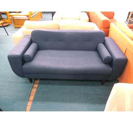 札幌 軽い!【2人掛け コンパクトなアームソファ】幅152cm 布 ファブリック ダークブルー系 紺色系 ソファー 本郷通店