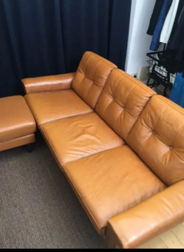 本革レザーソファ+オットマン