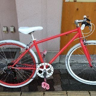 700c クロスバイク 6speed/レッドxホワイト