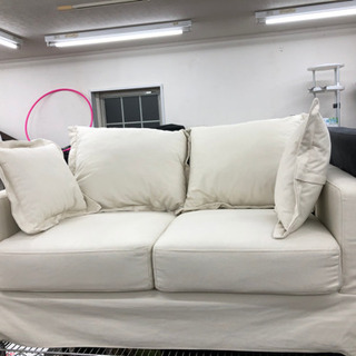 2人掛けソファ スカートソファ クッション付き【展示品★美品】