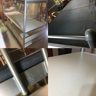 -----取引中-----【自社配送は札幌市内限定】パイプロフトベッド シングルベッド デスク・カラーボックス・袖机付きの画像