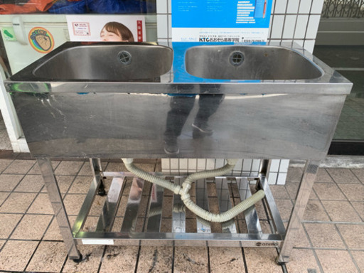 業務用 ステンレス 二槽シンク W900D450H800 厨房機器 流し台 飲食店 店舗