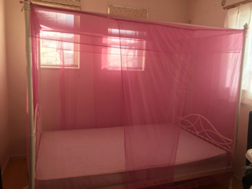 【受け渡し決定】＊天蓋付きセミダブルベッド【マットレス付き】＊☺︎