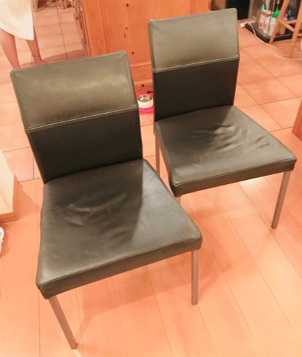 総本革張り 黒 ダイニング チェアー