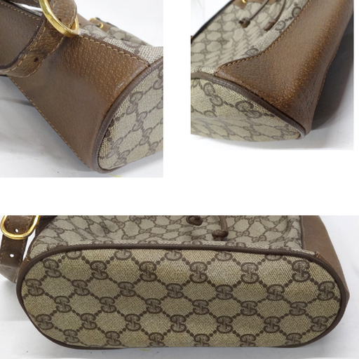 ★GUCCI オールドグッチ 巾着 ショルダーバッグ シェリーライン ベージュ ブラウン GG柄　札幌 豊平区アウトレットモノハウス平