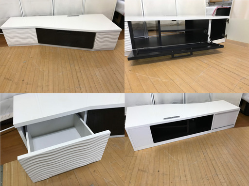 テレビ台　3収納　1500×600×325　長め　変則6角形　インテリ　オシャレ
