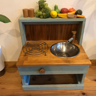 ままごとキッチン　ハンドメイド  DIY 木製キッチン　木製オモチャ　