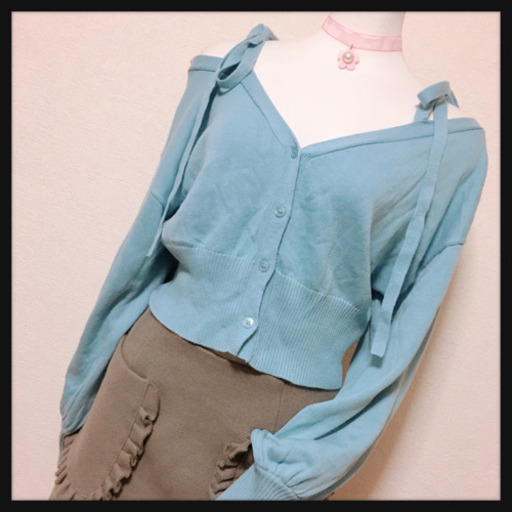 ご購入者様決定【美品＊honey salon 】オフショルダー ニットカーディガン袖ぷっくり