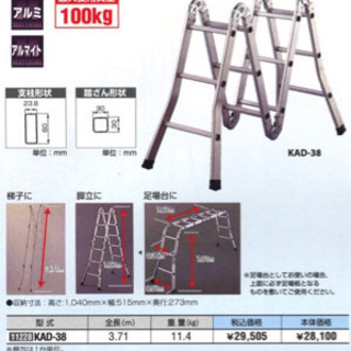 ハセガワ フリーラダー 1台3役 KAD-38の画像
