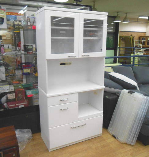 レンジボード 幅80 奥行43 高さ180㎝ 白エナメル  ☆ PayPay(ペイペイ)決済可能 ☆ 札幌市 清田区 平岡